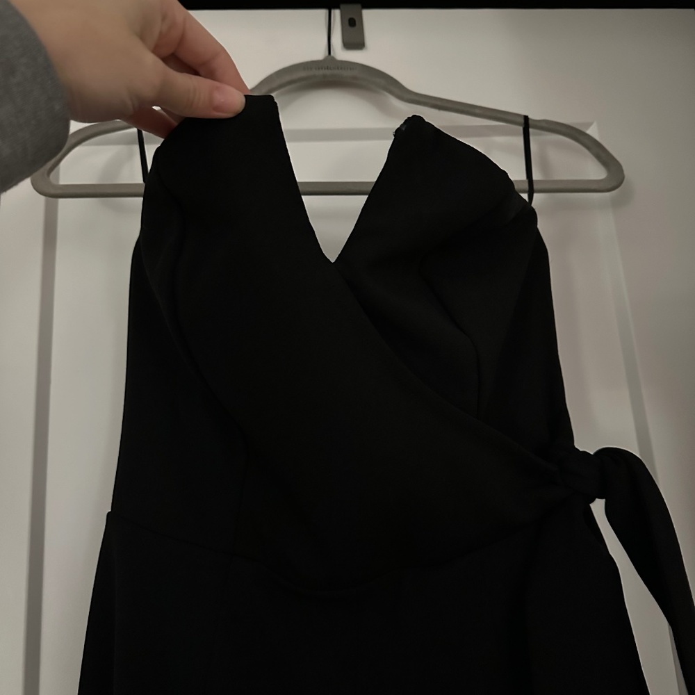 Black strapless pant suit